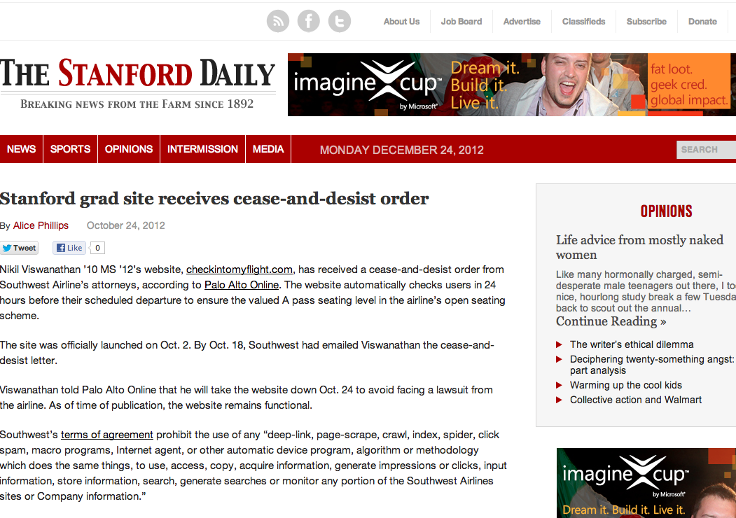 Featured in the Stanford Daily